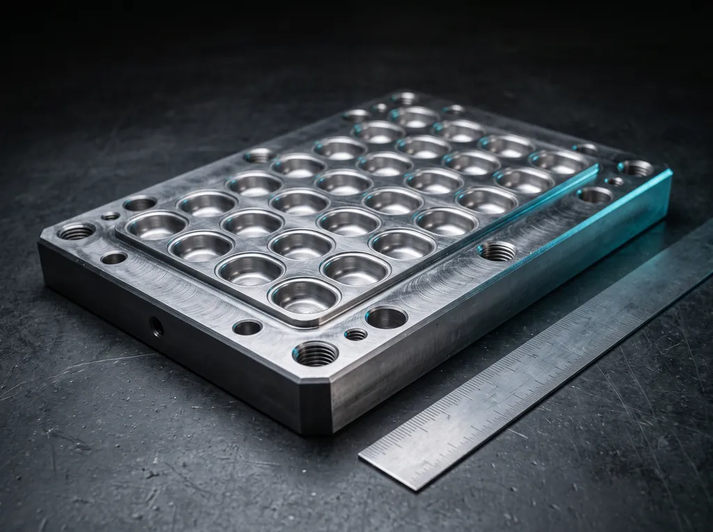 Placa de formato en acero inoxidable con cavidades para máquina blíster